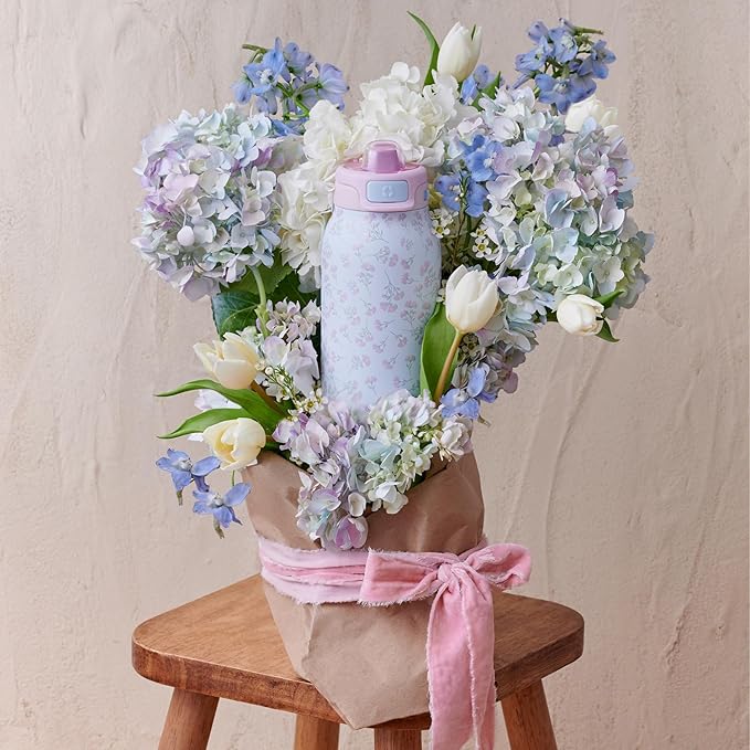 Ello Pop & Fill Stainless Steel Water Bottle with Quick Fill Technology, Double Walled Vacuum Insulated Metal, Leak Proof Locking Lid, Sip & Chug, BPA Free, Holiday Gift for Him Her, 22oz, 32oz, 40oz