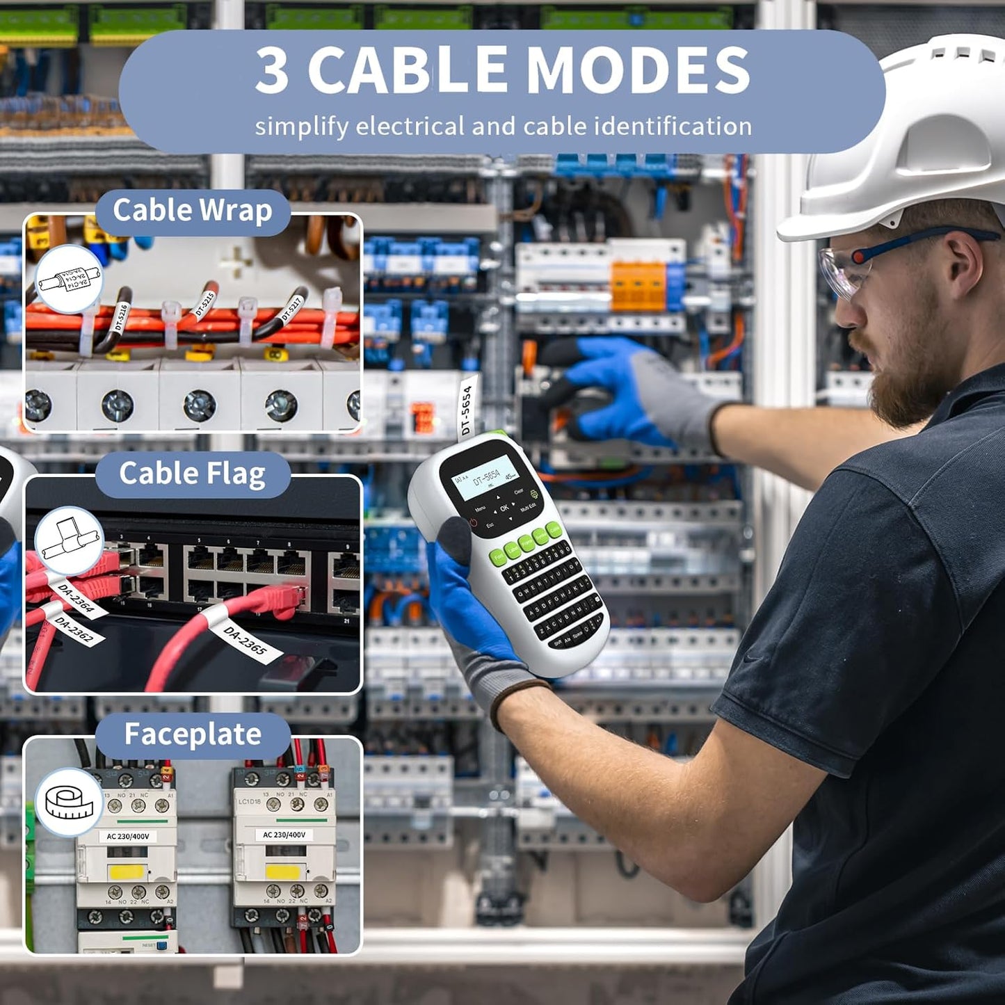 H1100 Label Maker Machine with Tapes 12mm Laminated, Backlit Handheld Label Maker Waterproof-Labels, QWERTY Keyboard & Multi Fonts, Portable Inkless Label Printer for Home Office Organization