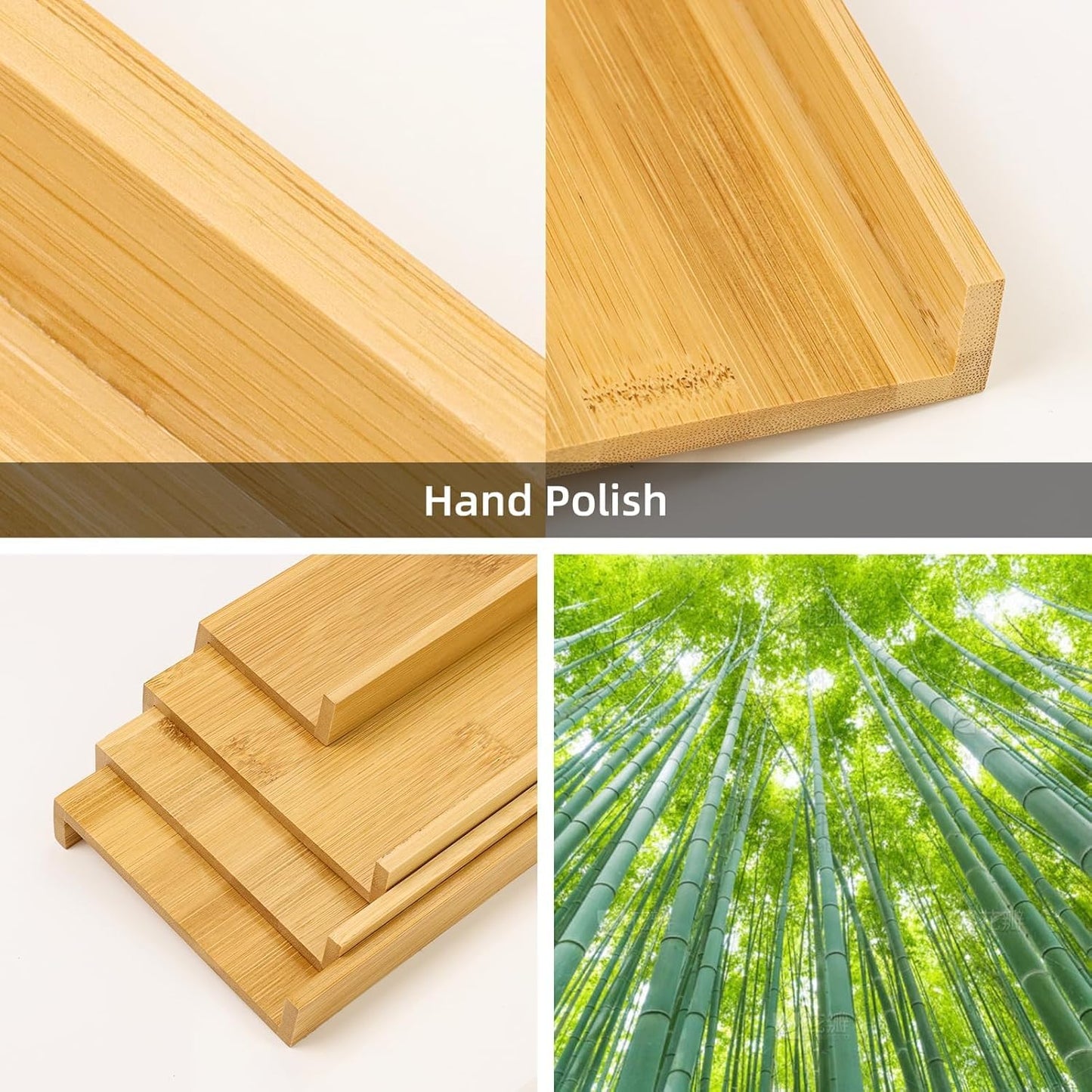 Spice Drawer Organzier,4 Tiers- 8Pcs Bamboo Spice Rack Tray Insert for Cabinet Drawer Countertop, Kitchen Seasoning Storage Drawer Organization,22" Wide x 15.8" Deep （Hold UP To 48 Jars