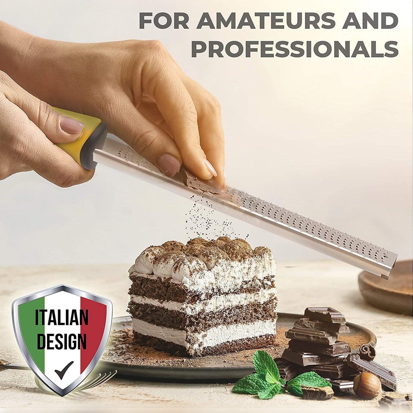 Stainless Steel Cheese and Citrus Zester Grater w/Extra Sharp Blade - Perfect for Lemons, Parmesan, Garlic, Chocolate - Spice Up any Kitchen Dish in Seconds with Your Premium Hand Held Shredder