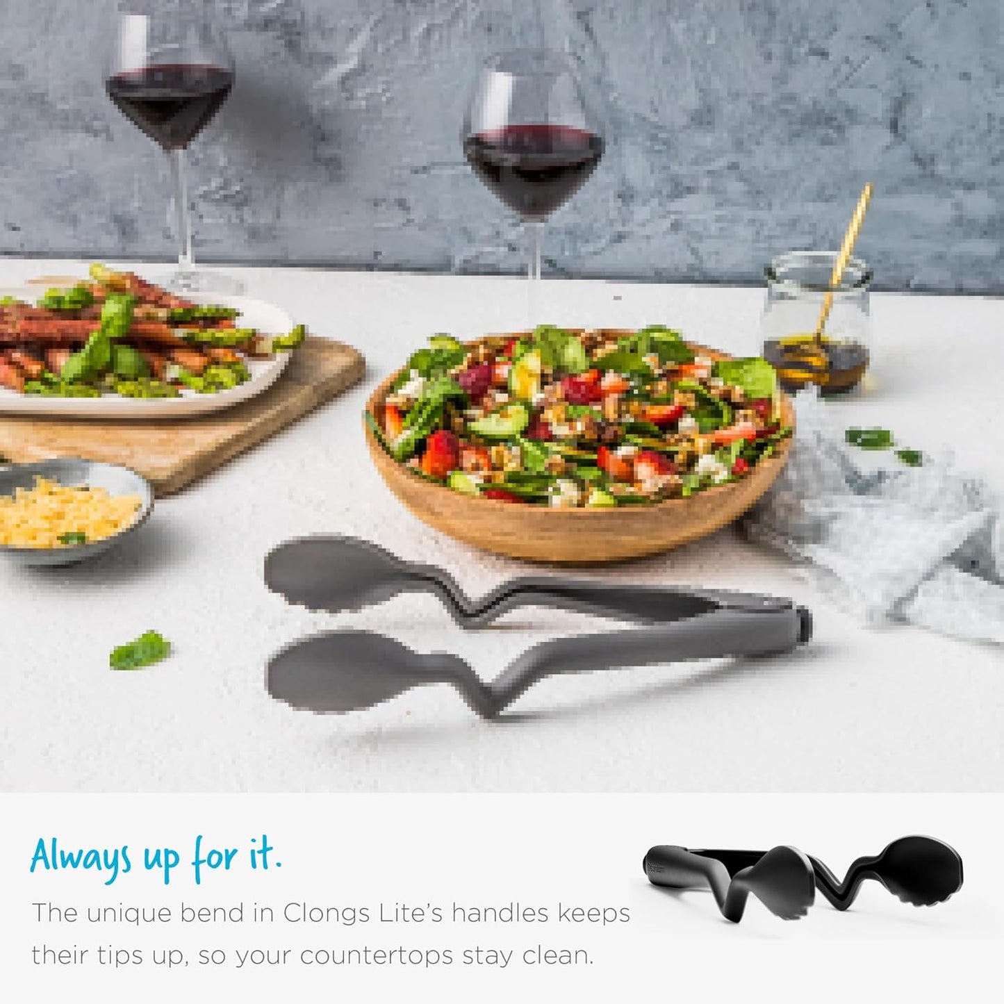 Dreamfarm Clongs Lite Nylon Kitchen Cooking Tongs with Click-Lock Open & Close - 10.5" Black