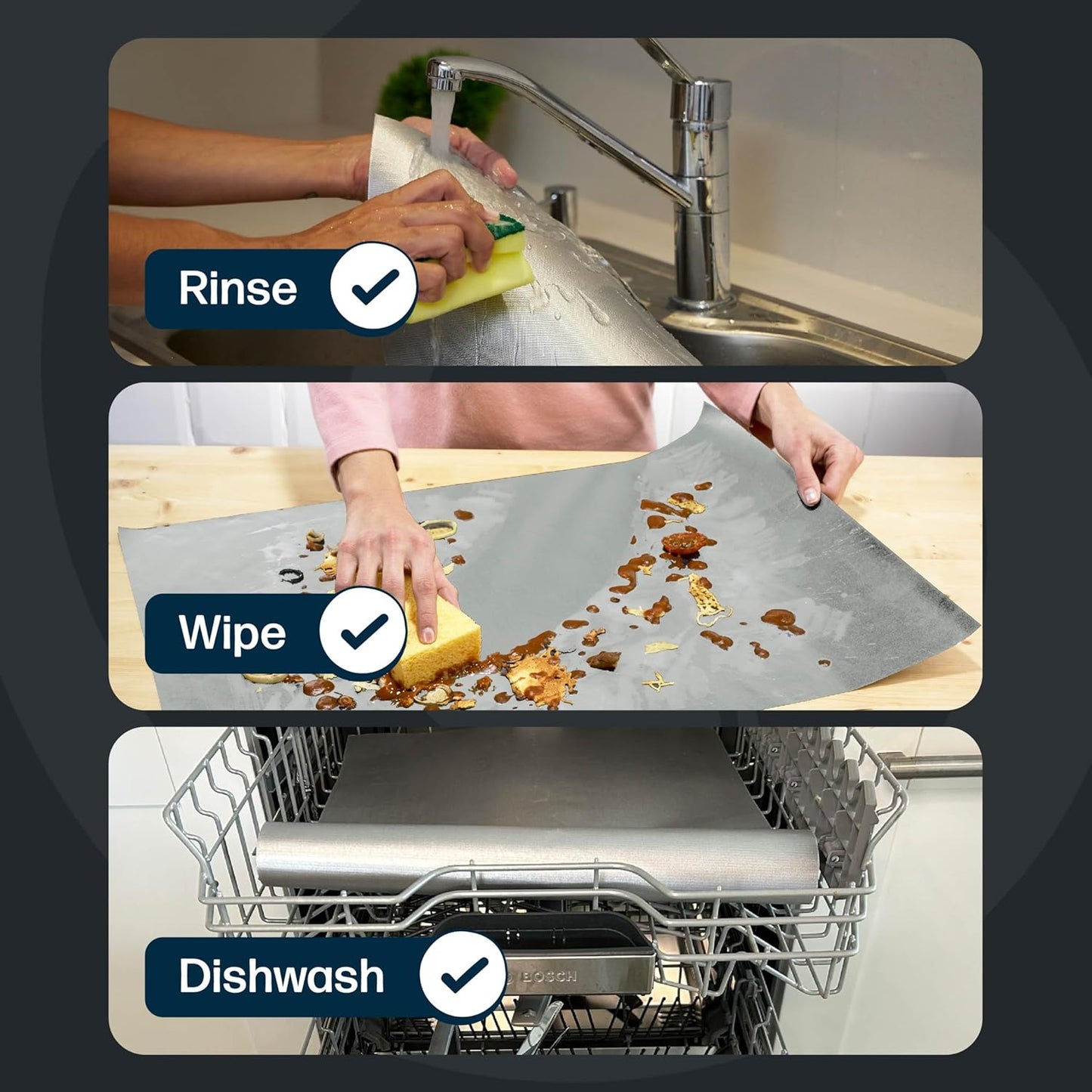 Cooks Innovations Non-Stick Oven Protector Mat - 2 Heavy Duty Nonstick Oven Rack Liners to Protect Convection, Electric, Gas, & Microwave Ovens - BPA & PFOA Free Heat Resistant Baking Mat