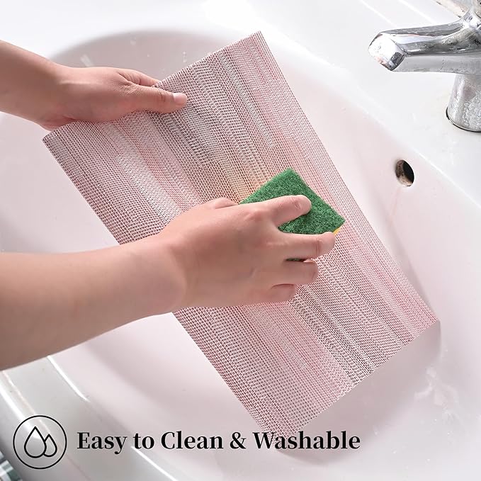 Leetaltree Misty Rose Placemats Set of 4 - Heat Resistant Non-Slip Place mats for Dining Table, Washable Durable PVC Vinyl Woven Table Mats（Misty Rose, 4）