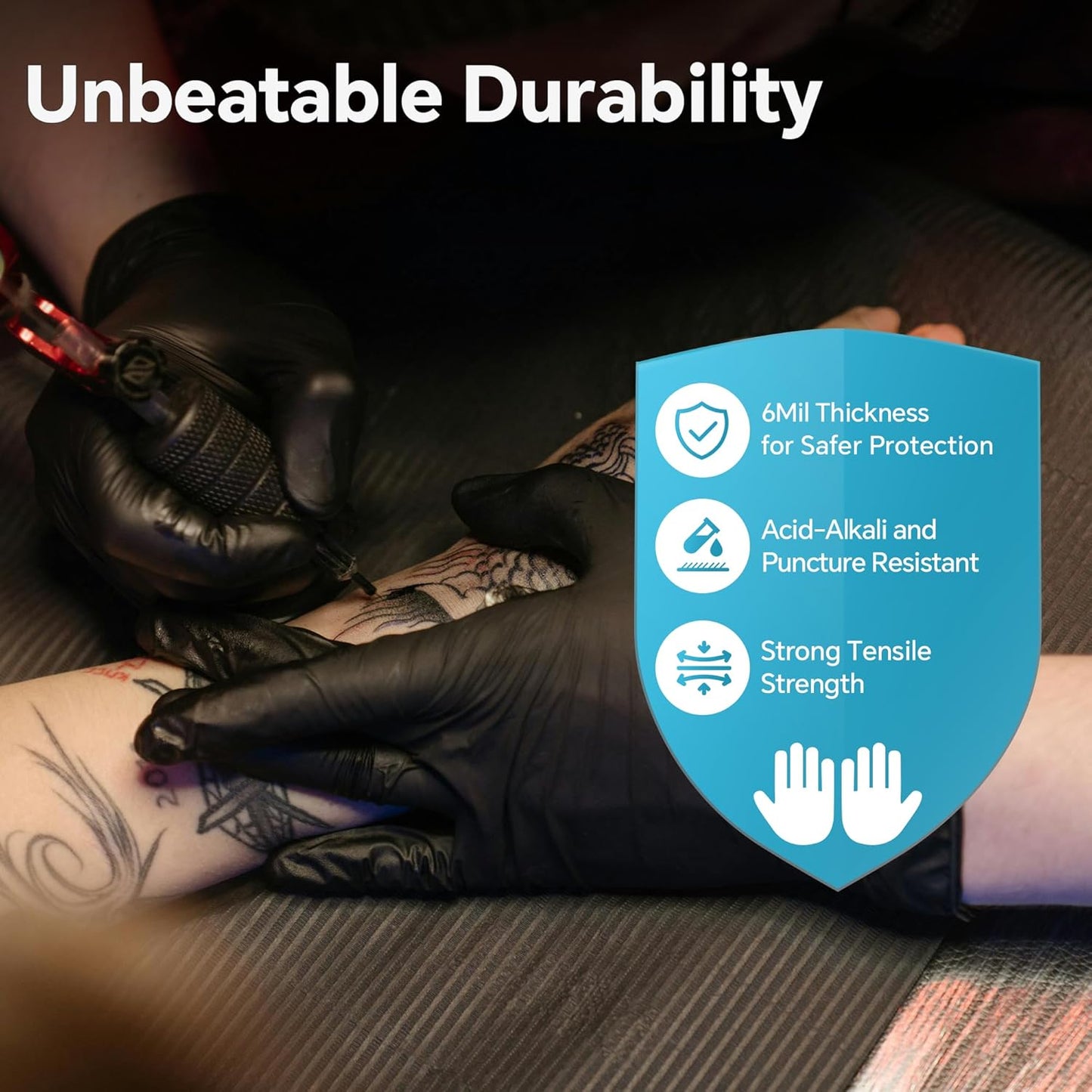 HEAVY DUTY 6 Mil Nitrile Black Gloves Disposable Latex Free Rubber Cleaning Mechanic Food Prep Tattoo Gloves 1000PCs