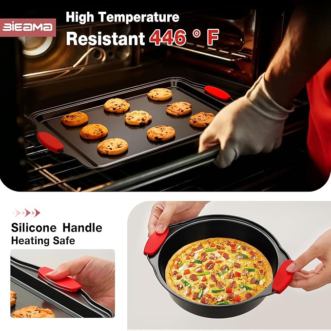 13-Piece Baking Pans Sets, Nonstick Bakeware Sets, BPA-Free Carbon Steel Stackable, Cookie Sheet, Cake, Loaf, Pizza & Muffin Pan, Grey