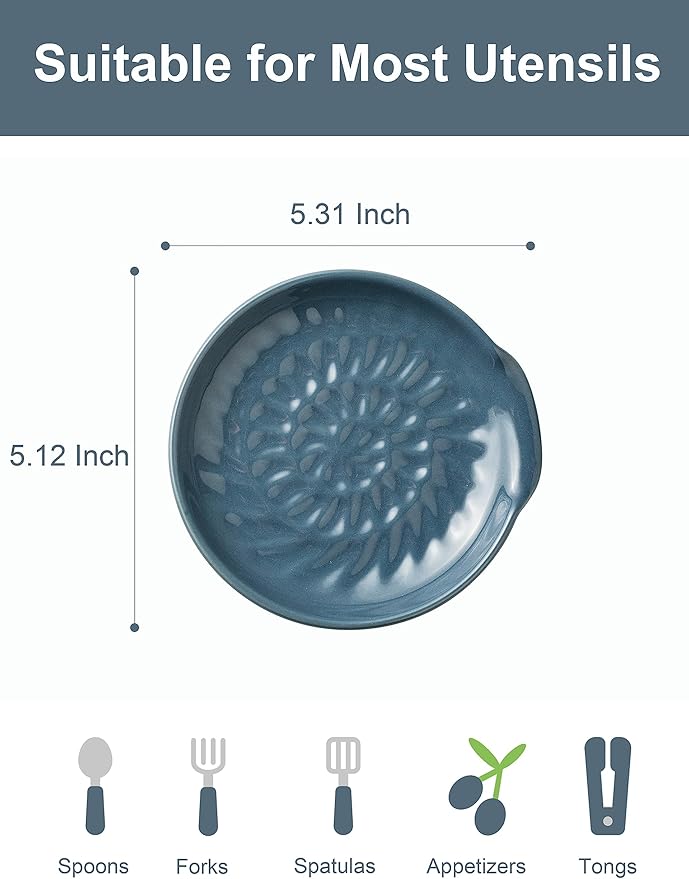 Spoon Holder for Stove Top, Ceramic Spoon Rest for Multiple Utensils, Large Spoon Rest for Stove Top, Modern Farmhouse Kitchen Decor Utensil Holder for Spoons Ladles Tongs Spatula