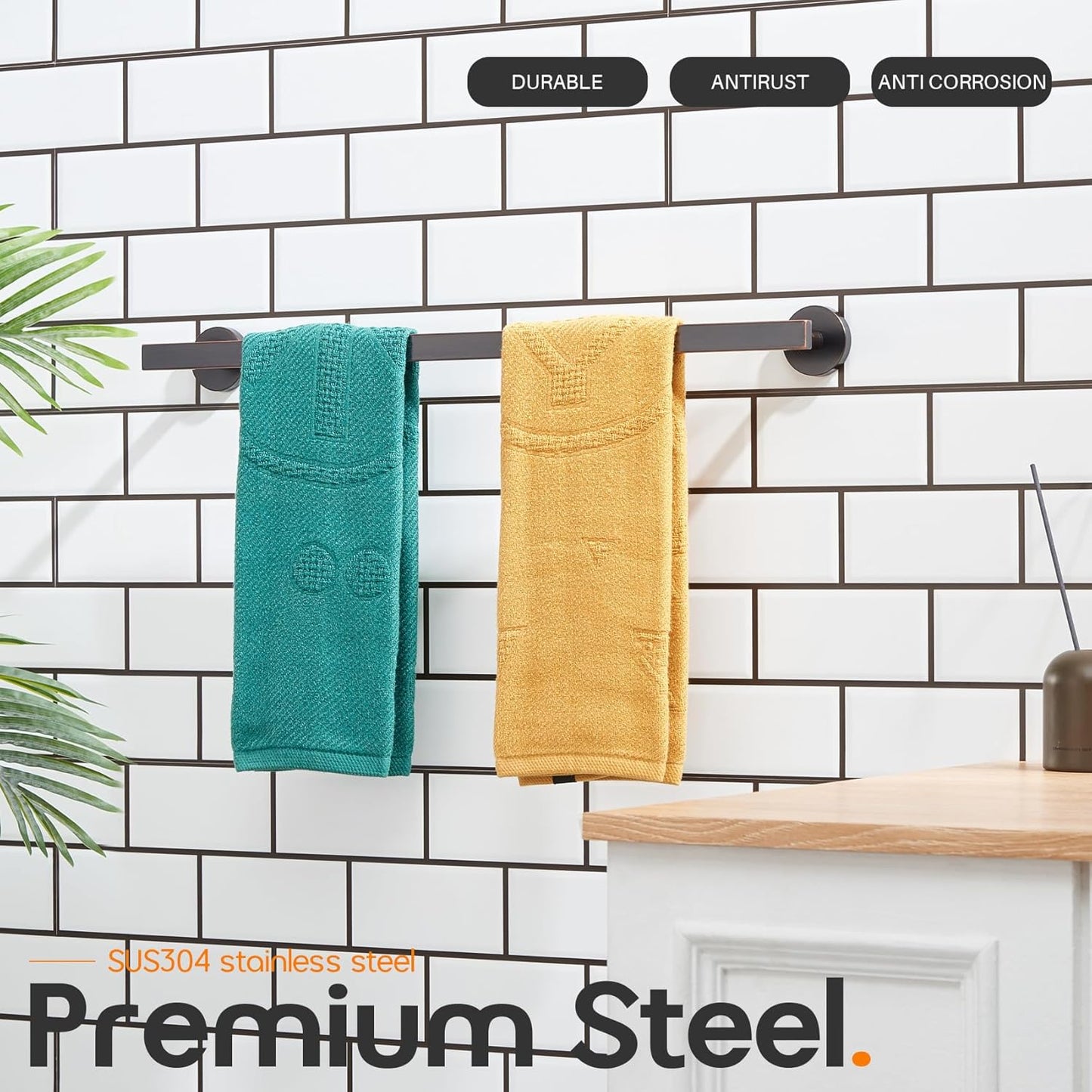 20 Inch Bathroom Towel Bar Bath Towel Rack Kitchen Towel Holder Towel Shelf Wall Mounted SUS304 Stainless Steel Oil Rubbed Bronze AN4001ORB-L20