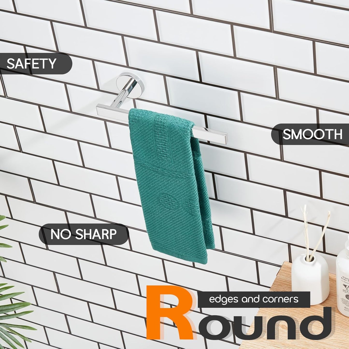 Bath Towel Rings Bathroom Towel Holder Modern Small Hand Towel Bars Stainless Steel Wall Mounted Polished Chrome AN3001CH