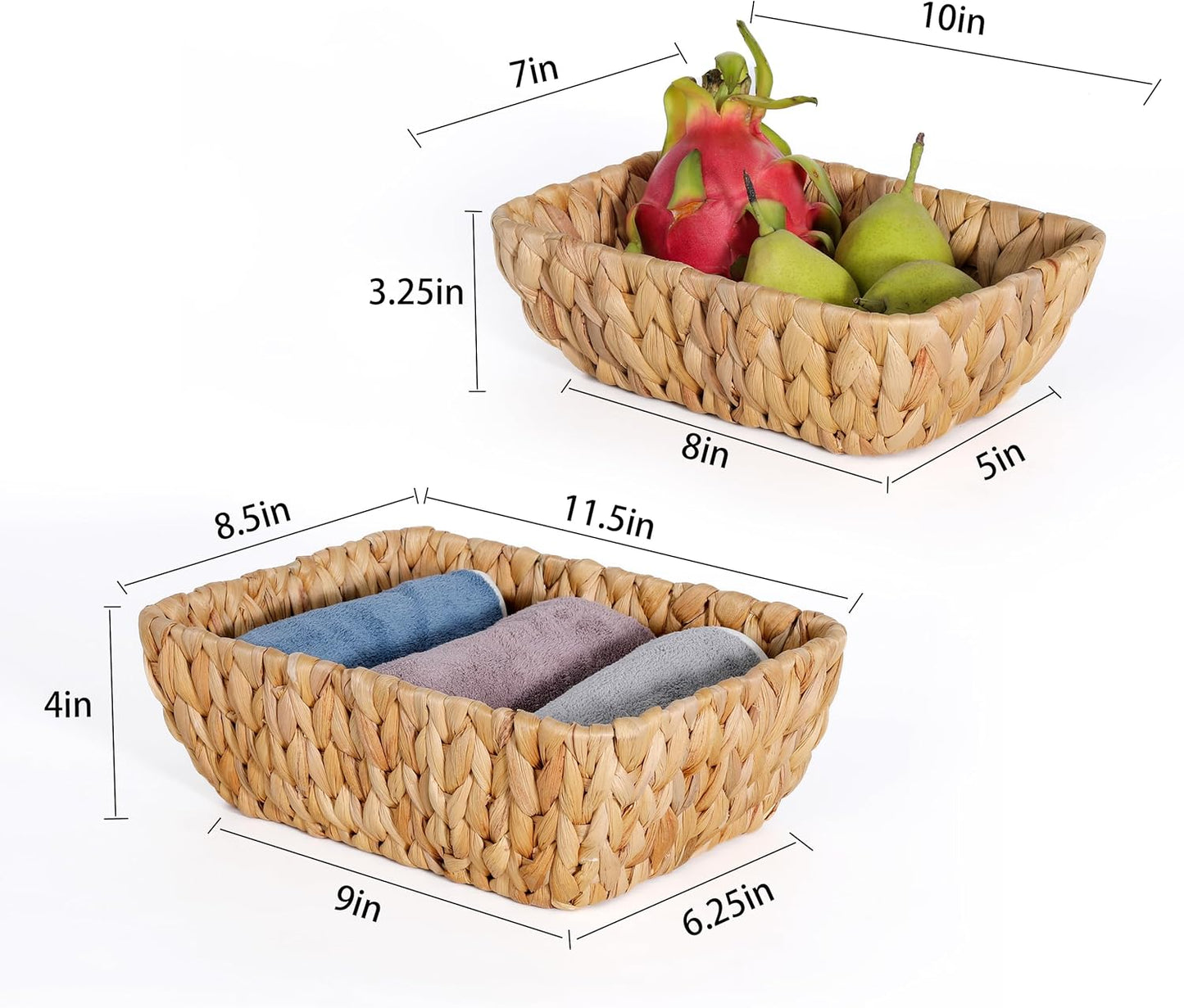 Small Wicker Baskets for Organizing 2 Pack, Hand Woven Baskets for Storage, Towels and Toilet Paper Organization, Woven Gift Basket,Countertop Baskets Set for Organizing