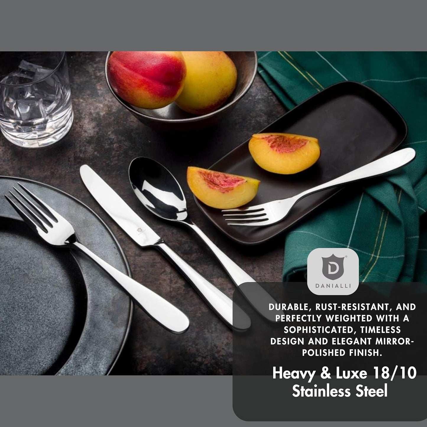 Silverware Set for 8 – 18/10 Stainless Steel Flatware, Mirror Polished, Dishwasher Safe, Heavy-Duty, Rust Resistant, Elegant Tableware (40-Piece Set, Fidenza)