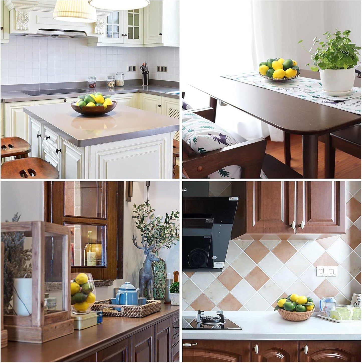 Fake Fruit Artificial Lemons, 3.1''×2.2'' Faux Lemon Fake Limes with Leaves, Lifelike Fake Lemon Decor for Kitchen Table Cabinet Party, Plastic Fruits Photography Prop 36PCS