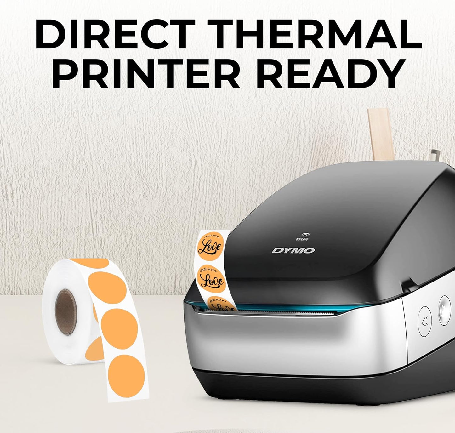 Perco Orange 1-Inch Perforated Circle Dot Thermal Sticker Labels — 735 Stickers/Roll, Direct Thermal Printer Compatible—with Permanent Adhesive for Color Coding, Garage Sales, Crafts—Made in USA