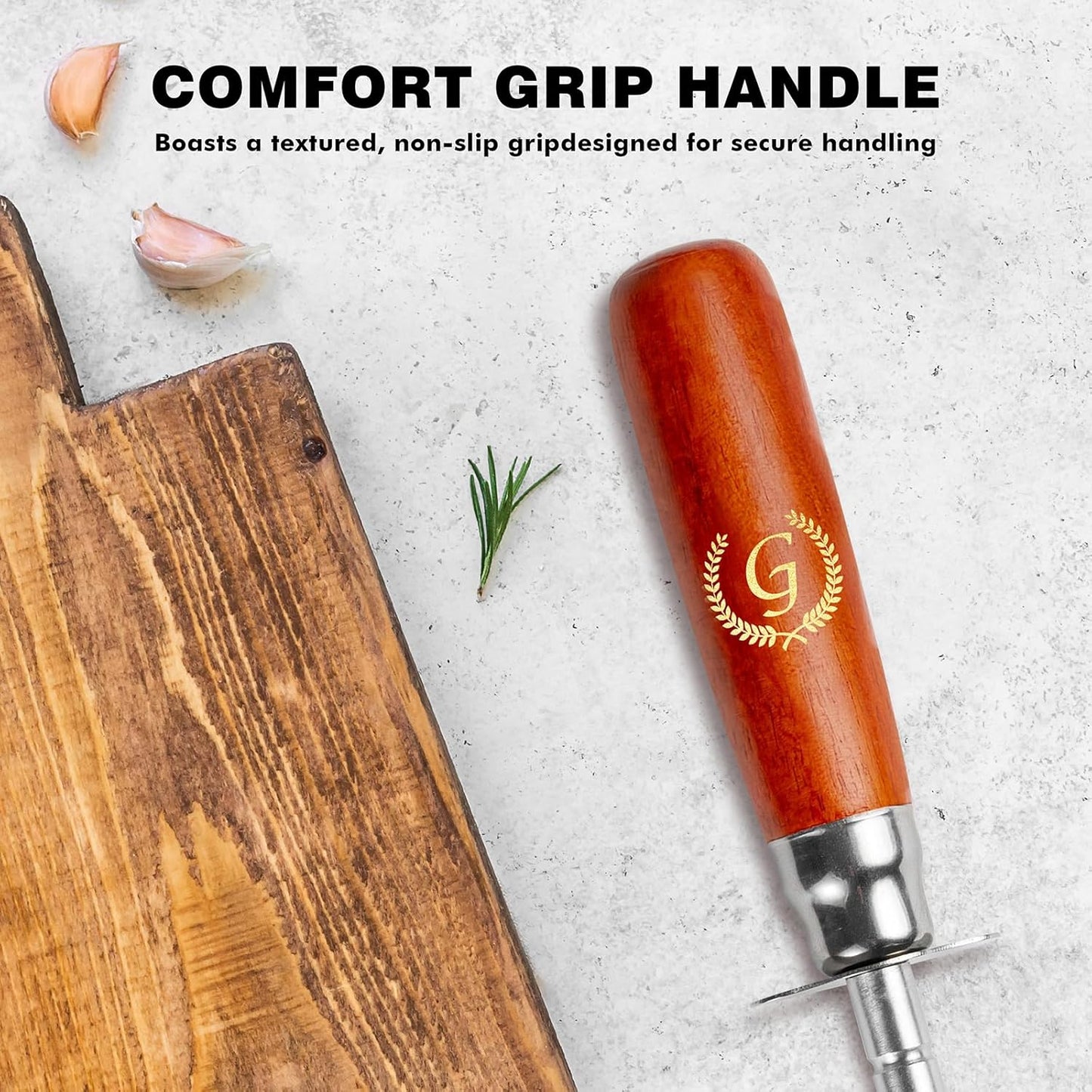 Knife Sharpener Rod, Kitchen Knives Sharpener Carbon Steel Professional Knife Sharpening Steel, Honing Rod with Hanging Holes (13 inches), G