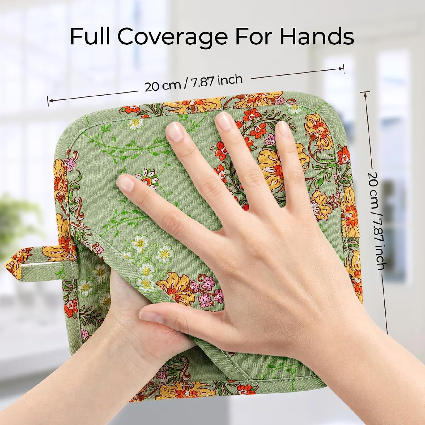 Pot Holders for Kitchen Heat Resistant Hot Pads for Countertops Oven Pot Holders Cotton Potholders for Kitchen Cooking Baking (Sweet Flowers)