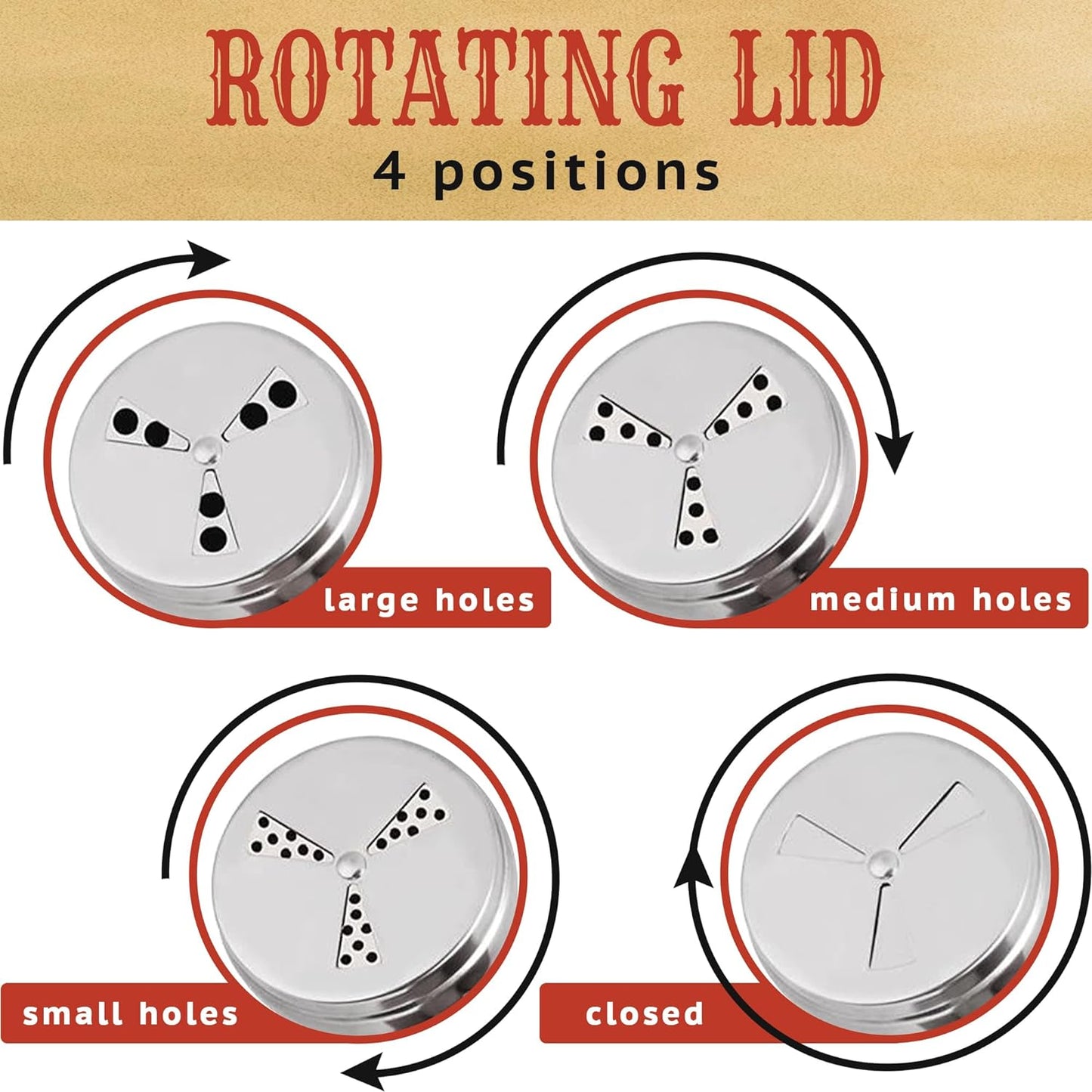 CUSINIUM [Pack of 6] 14 oz Seasonings Spice Shakers - BBQ Dry Rub Shakers - Cooking Dredge with Adjustable Fan-Style Lid and Handles