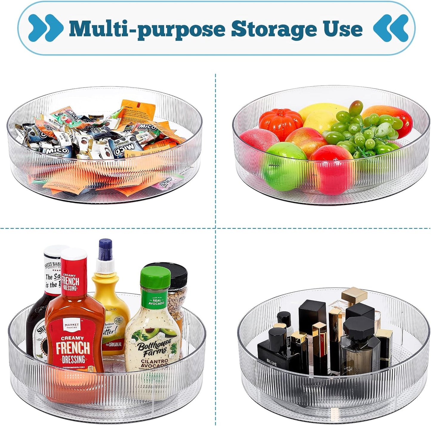FreshKeeper Plastic Lazy Susan Organizer, Clear Pantry Lazy Susan Turntable for Cabinet and Kitchen 11’’