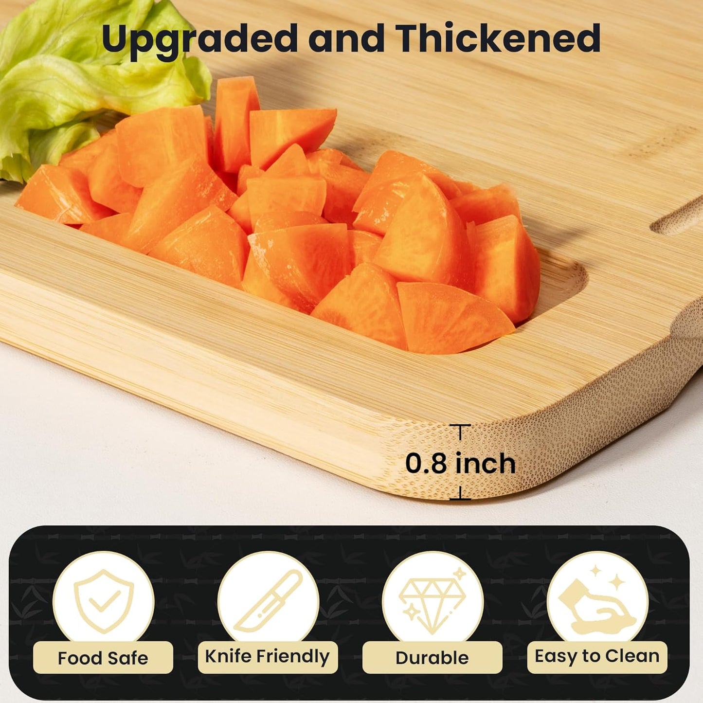 Heimlove Extra Large Cutting Board, 18" Wooden Cutting Boards for Kitchen Charcuterie Boards with Juice Groove and Handles, Chopping Board for Meat, Vegetables and Cheese