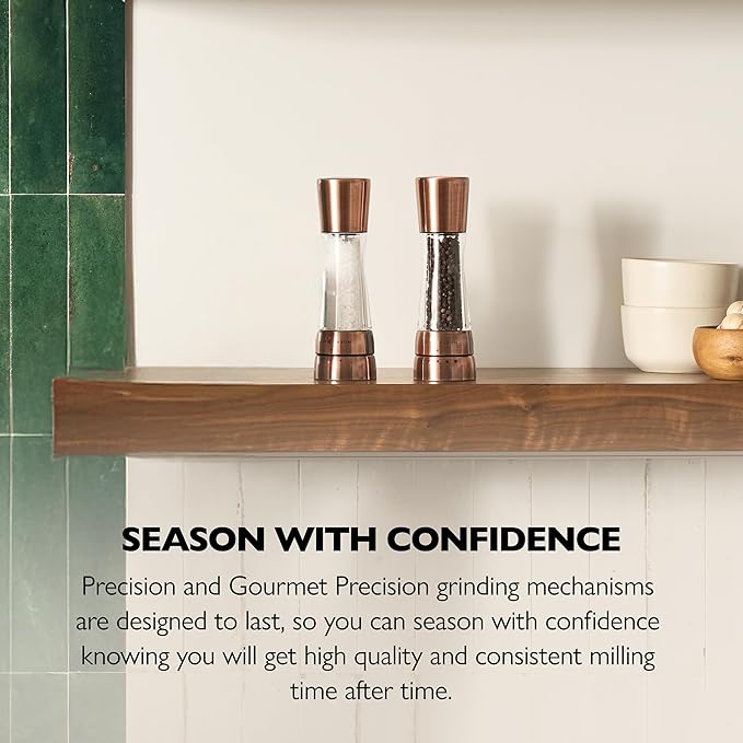 COLE & MASON Derwent Salt Grinder - Copper Mill Includes Gourmet Precision Mechanism and Premium Sea Salt