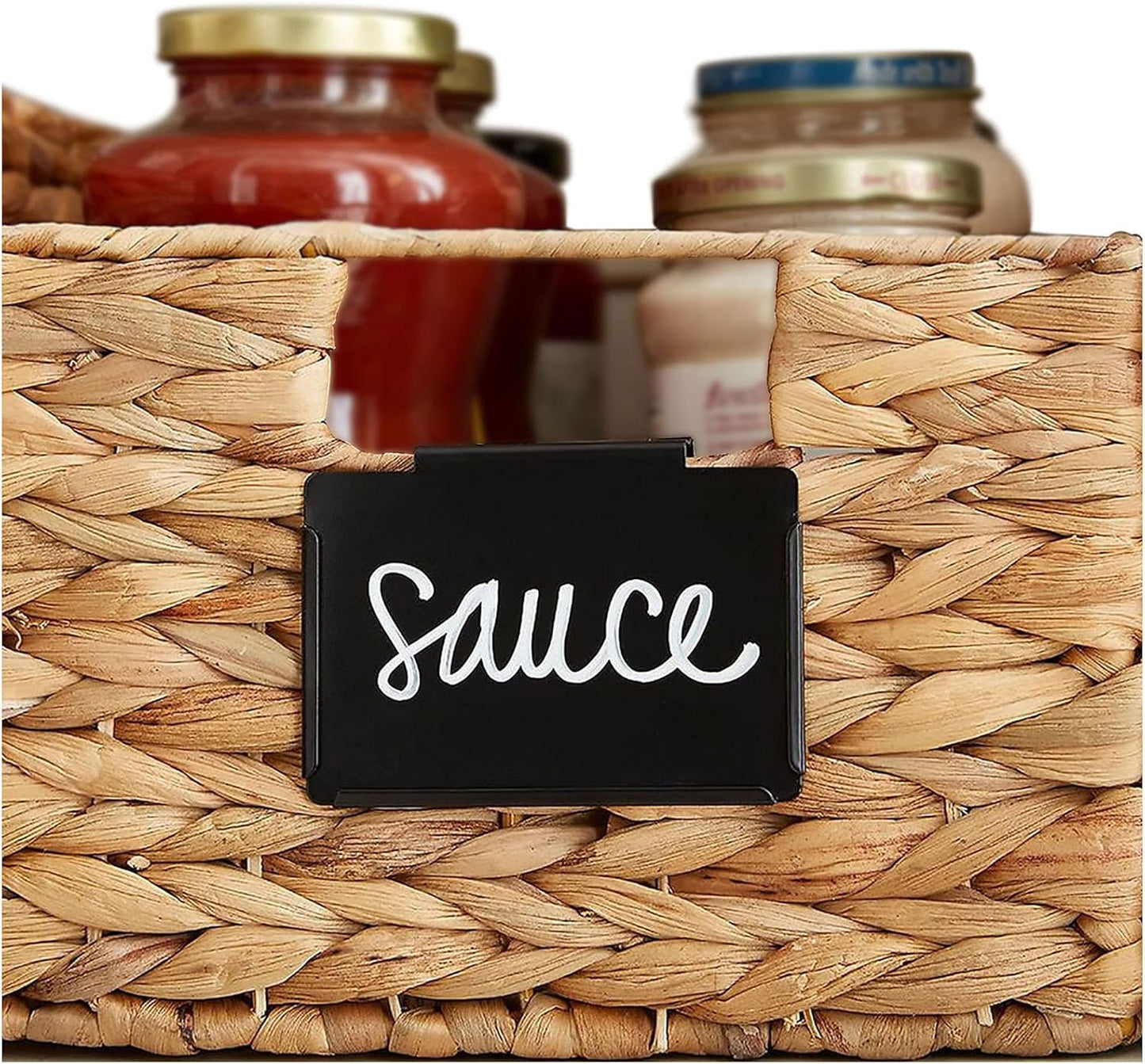 18 Pack Metal Pantry Baskets with Clips, Labels and 4 White Chalk Markers - Organization and Storage for Kitchen Bins