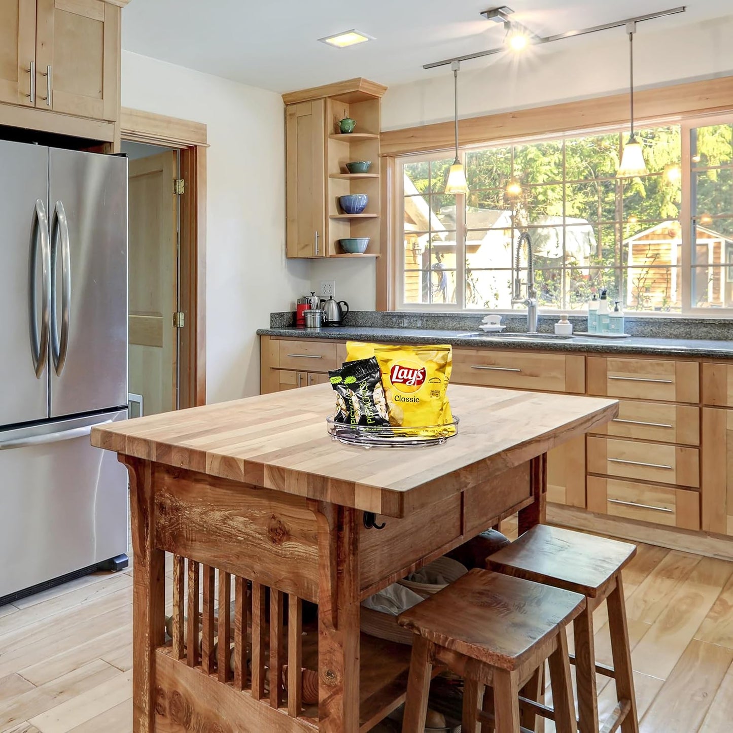 Sorbus 9 Inch Flat Clear Lazy Susan Organizer, Turntable Organizer for Spice Organization for Cabinet, Lazy Susan Turntable for Kitchen, Home, Office, Closet, Laundry Room Organization (4-Pack)