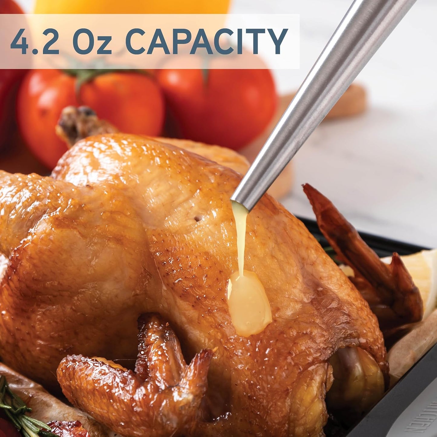 COOK WITH COLOR Turkey Baster with Cleaning Brush - Food Grade Syringe Baster For Cooking, Deluxe Set, Blue