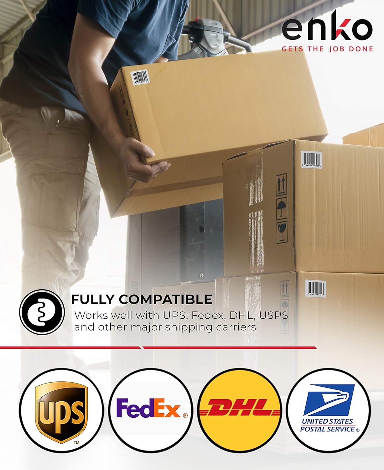 enKo [3 Rolls, 1860 Labels] 4 x 2-1/2 inches Direct Thermal Labels, FBA Stickers, FNSKU Label Compatible for Zebra/Eltron