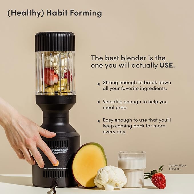 Beast Mega 1200 | Premium Countertop Blender | Smoothies, Shakes, Sauces, Dips, Soups | Blends Ice and Frozen Fruit | Includes Extra Lids and Straw System | 1200W | (Charcoal, 120V)