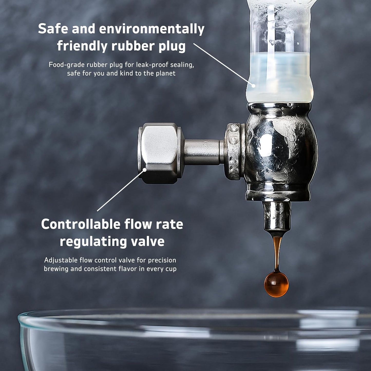 Nispira Cold Brew Drip Tower Iced Coffee Maker Glass Wooden Stand 25 Cups