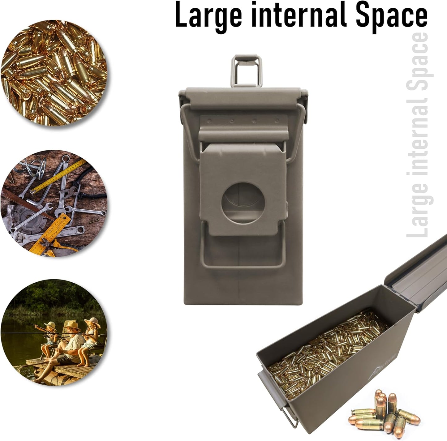 HOMESTEAD 30 Cal Metal Ammo Cans – 4 Pack M19A1 Military Steel Storage Boxes, Airtight & Water-Resistant Containers for Ammunition or Tools, Dark Brown