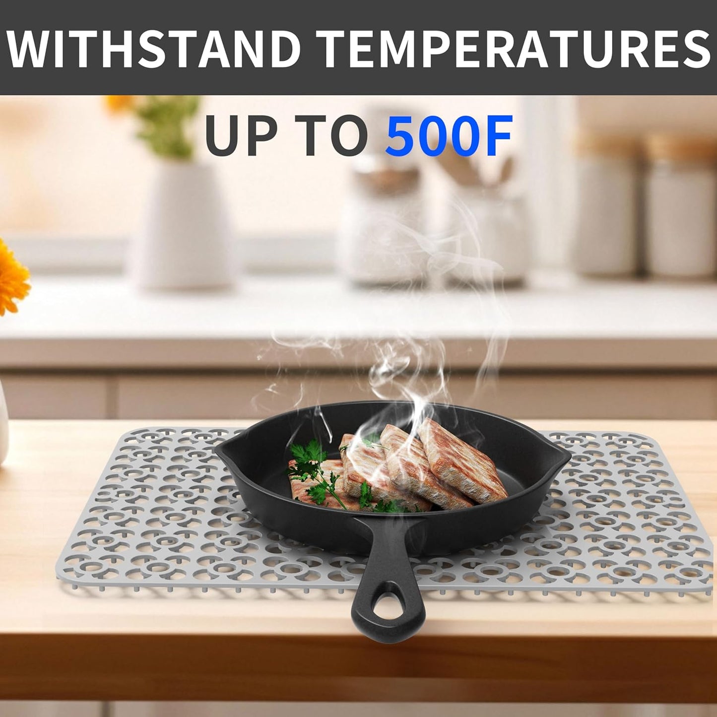 WAFT YEARN 2PCS Sink Mats Sink Protectors Dish Racks Dishwasher Safe Grid Mats for Kitchen Sink Silicone Protect Sink from Stains Damage Scratches Non Slip Heat Resistant Rust Resistant 11"X12" Grey