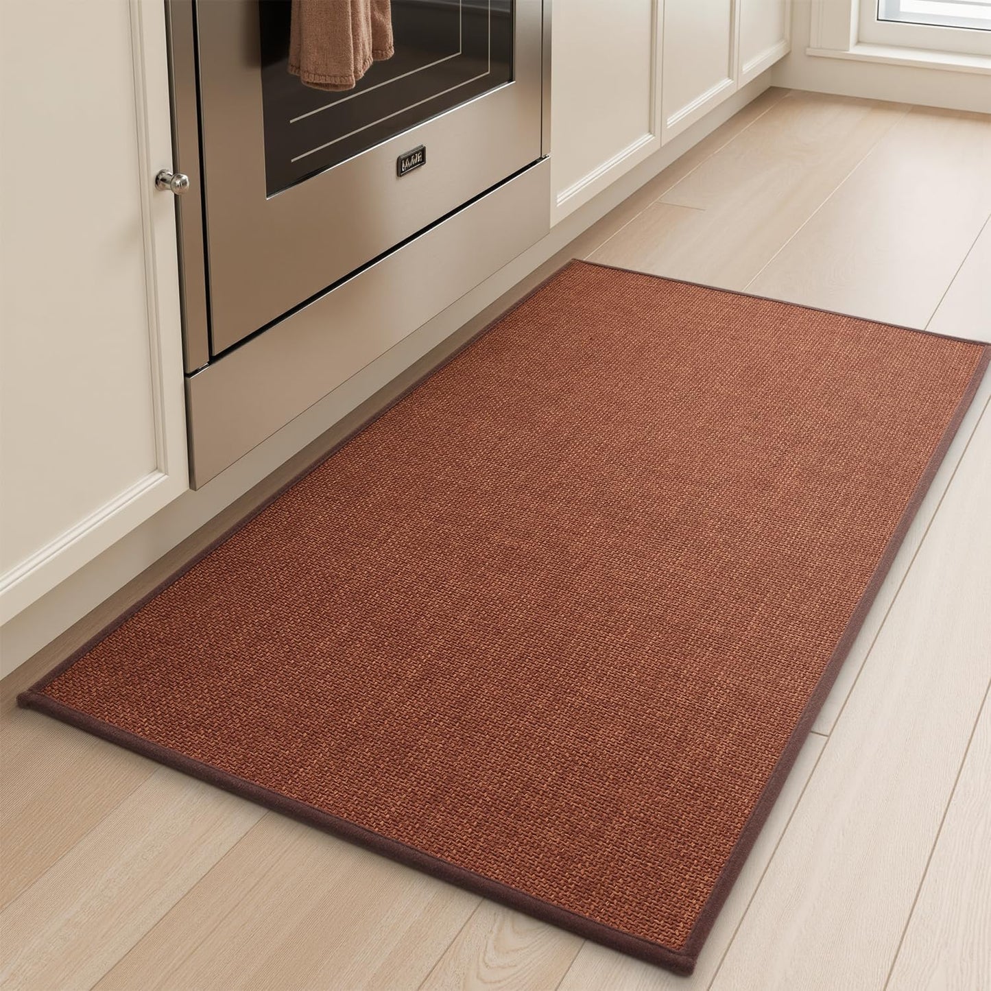 tchdio Kitchen Mats for Floor, Rubber Backed Kitchen Rugs Non Slip Washable, Superior Absorbent Kitchen Runner Rug Easy to Clean, Comfort Kitchen Floor Mat Front of Sink (Burnt Orange, 20" × 47")