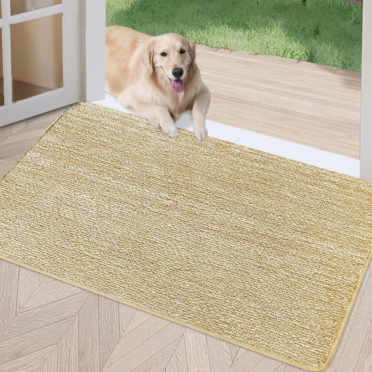 REFETONE Indoor Doormat, Front Door Mat 20"x32" Absorbent Rubber Backing Non Slip Back Door Mats, Washable Low-Profile Inside Floor Mat Door Rugs for Entryway, Resist Dirt Mud Mat for Dogs, Brown