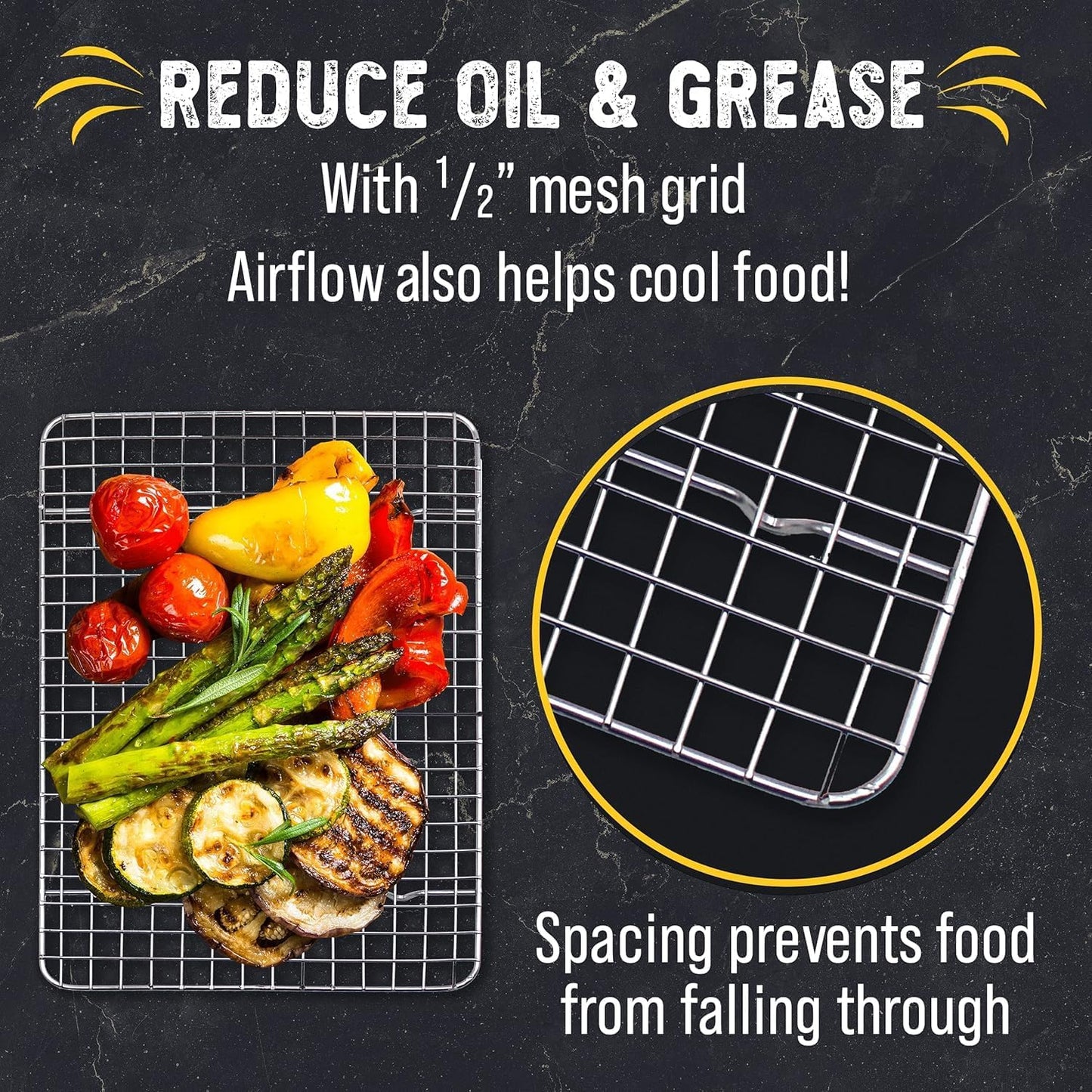 Checkered Chef Cooling Rack for Cooking and Baking - 8” x 11 ¾" Stainless Steel, Oven Safe Grid Wire Cookie Cooling Racks