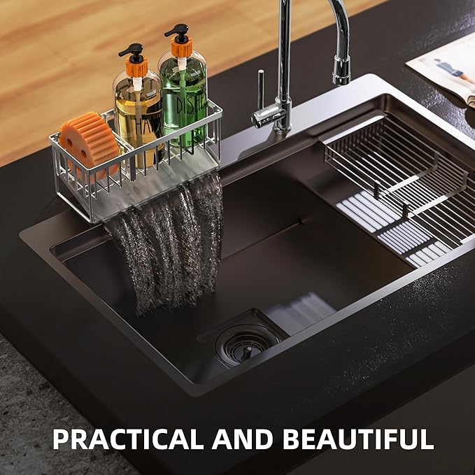 Cisily Kitchen Dish Soap Dispenser Set Stainless Steel Sponge Holder and 2 Pack 16.9oz Clear Glass, Dish Soap Dispensers, Vintage Hand and Dish Soap Dispensers Set, Dispensador De Jabon De Cocina