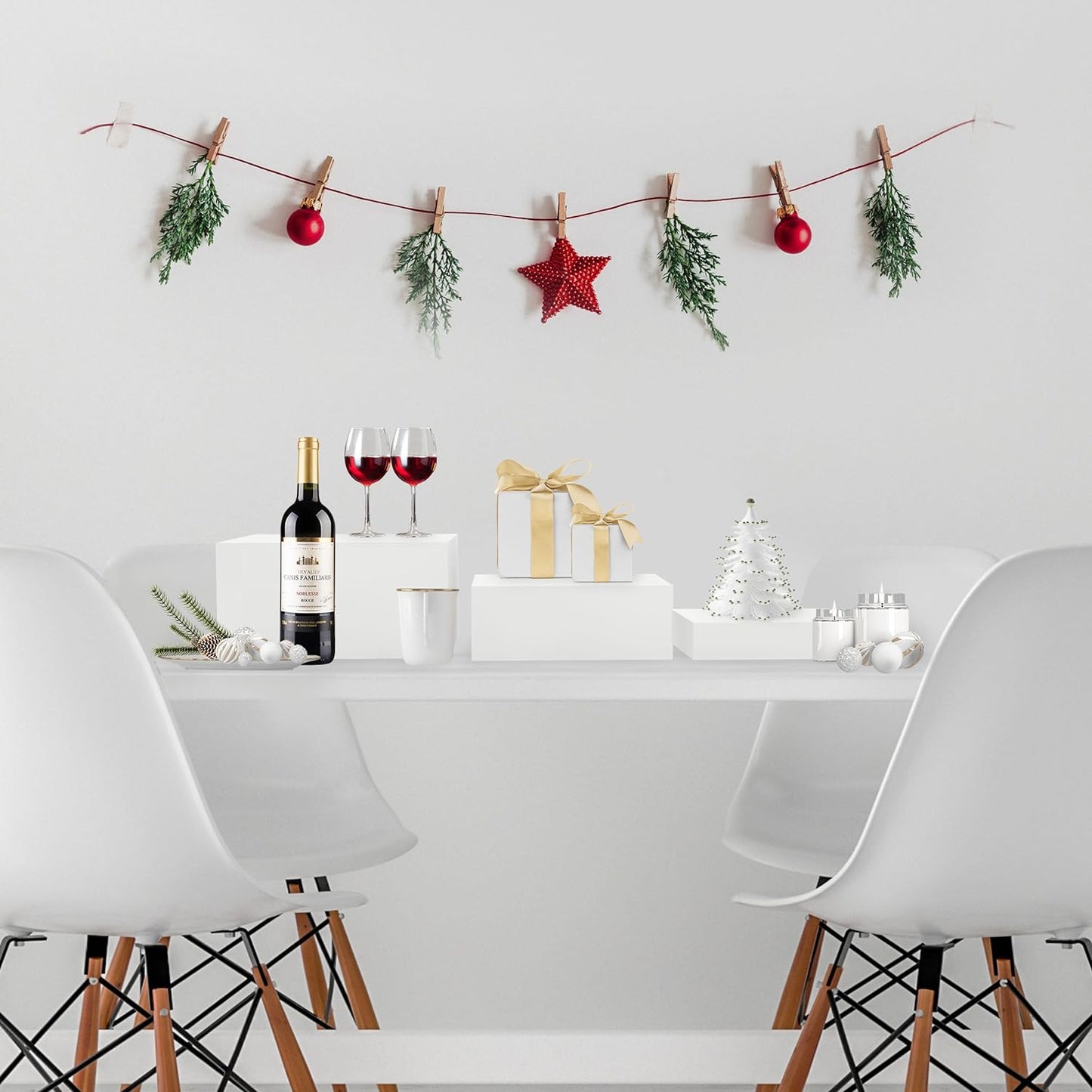 6 Pack White Buffet Food Risers, Step 12” 11”10” Large Size Acrylic Cube Box Display for Dessert Food Drink Collectibles Jewelry Figures, Display Stands for Retail Vendor Events,5 Side, Rectangle