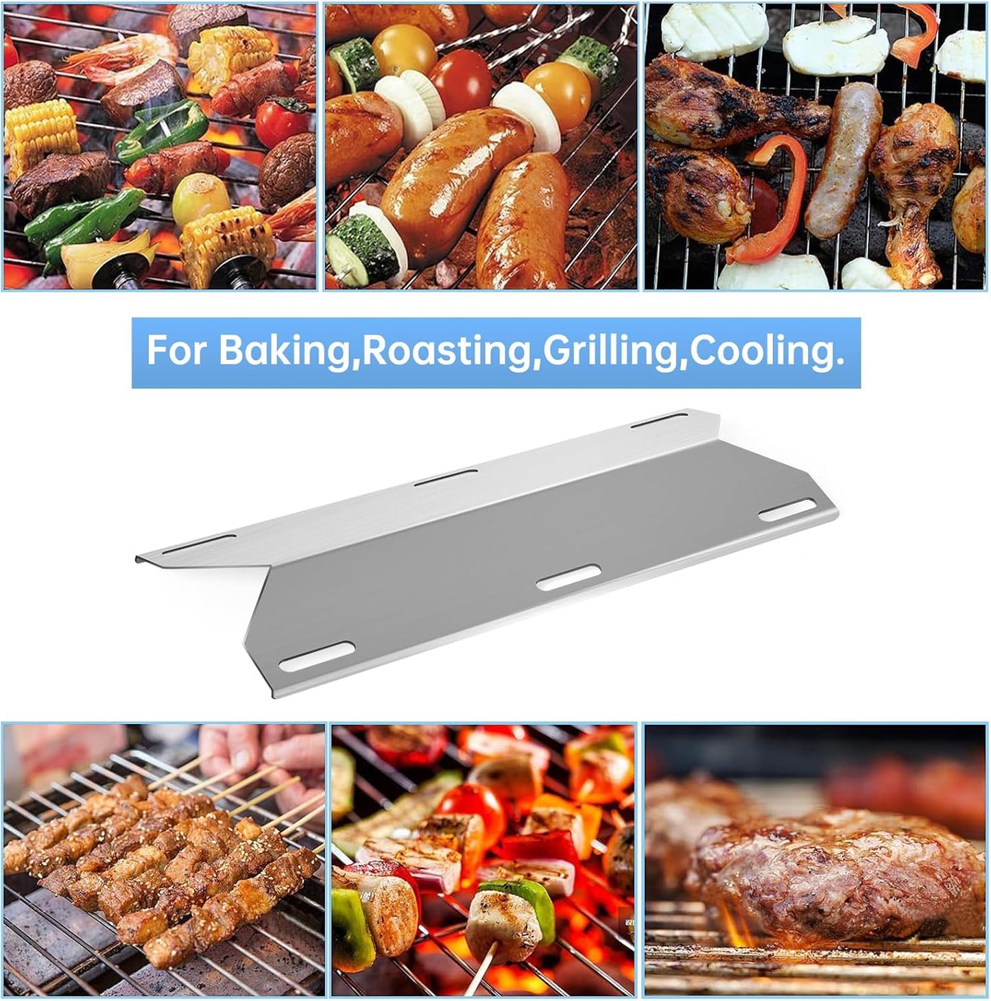 17 3/4” Stainless Steel Heat Plate and 19.25" Cooking Grids for Jenn Air 720-0336,720-0337,720-0511, 720-0512, 720-0339 Gas Grill,Grates Replacement For JennAir Grill