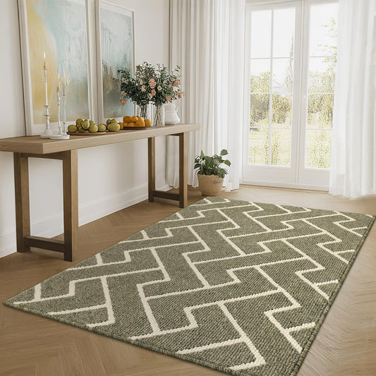 hicorfe Kitchen Rugs and Mats,Kitchen Mats for Floor,47"x71" Non Slip Runner Rug,Absorbent Resist Dirt Comfort Standing Mat Machine Washable for Entryway,Hallway,Front of Sink(Green)