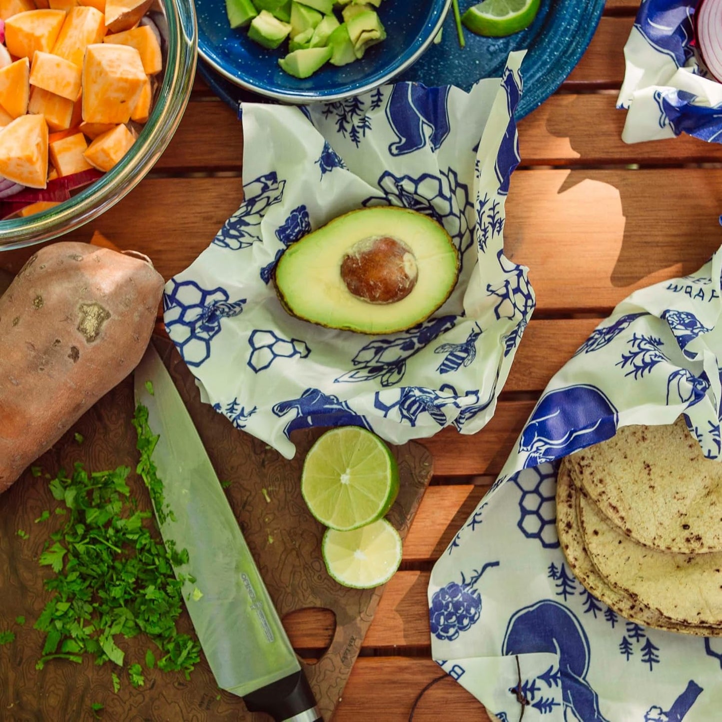 Bee's Wrap Beeswax Wraps for Food - Bees + Bears Cut to Size 14x52" Wax Paper Roll - Made in USA Reusable Waxed Paper & Bowl Covers - Organic & Eco-Friendly Alternative to Aluminum Foil & Plastic Wrap