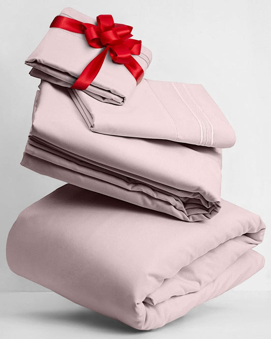 Mellanni Twin XL Sheets Set - 3 PC Iconic Collection Bedding - Hotel Luxury, Extra Soft, Cooling Bed Sheets - Wrinkle, Fade, Stain Resistant (Twin Extra Long, Blush Pink)