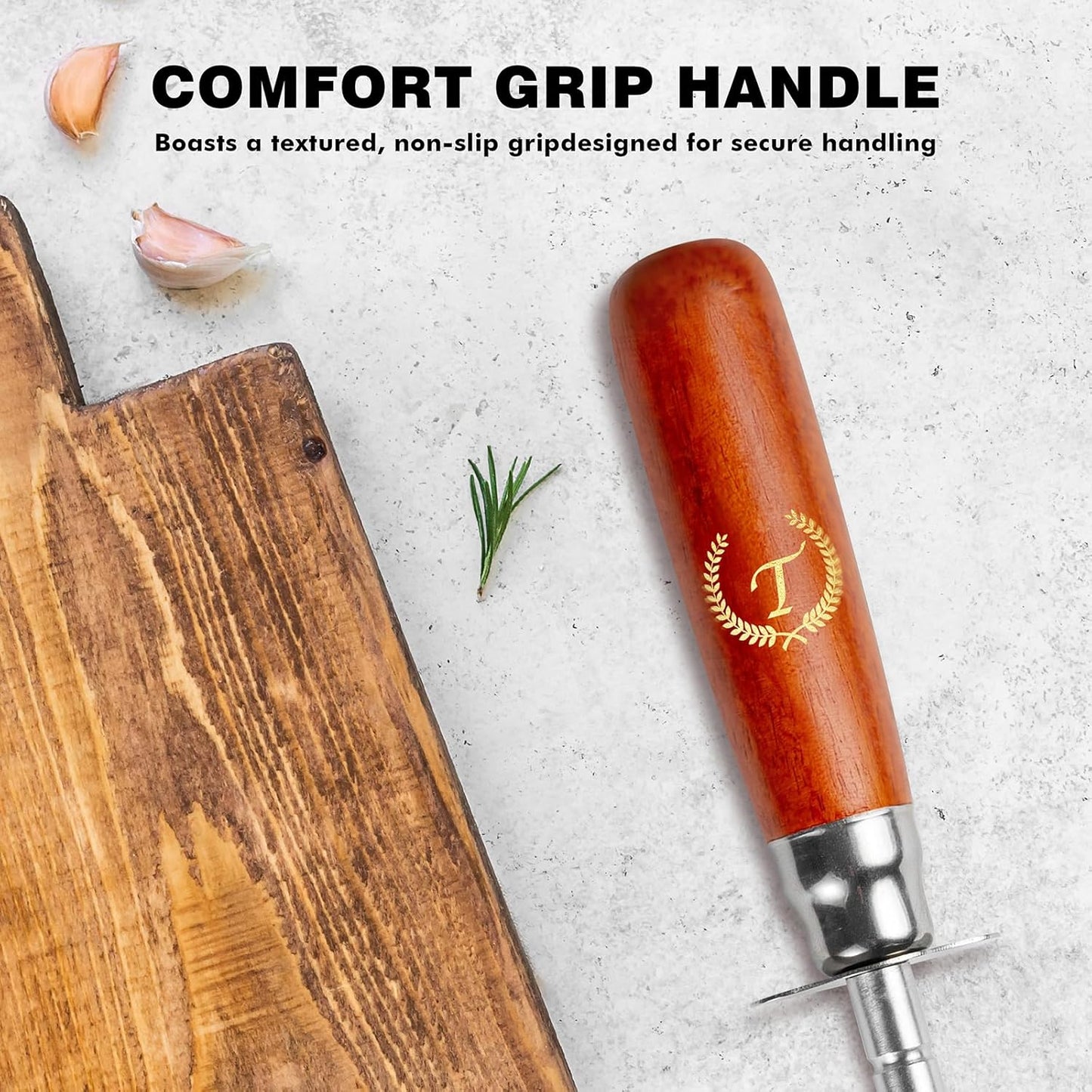 Knife Sharpener Rod, Kitchen Knives Sharpener Carbon Steel Professional Knife Sharpening Steel, Honing Rod with Hanging Holes (13 inches), T