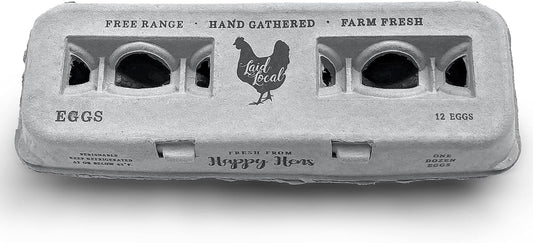 250 Egg Cartons- Bulk Value Bundle- Adorable Printed Design for Farm Fresh Eggs, Recycled Paper Cardboard, Sturdy & Reusable, Holds up to XL Chicken Eggs