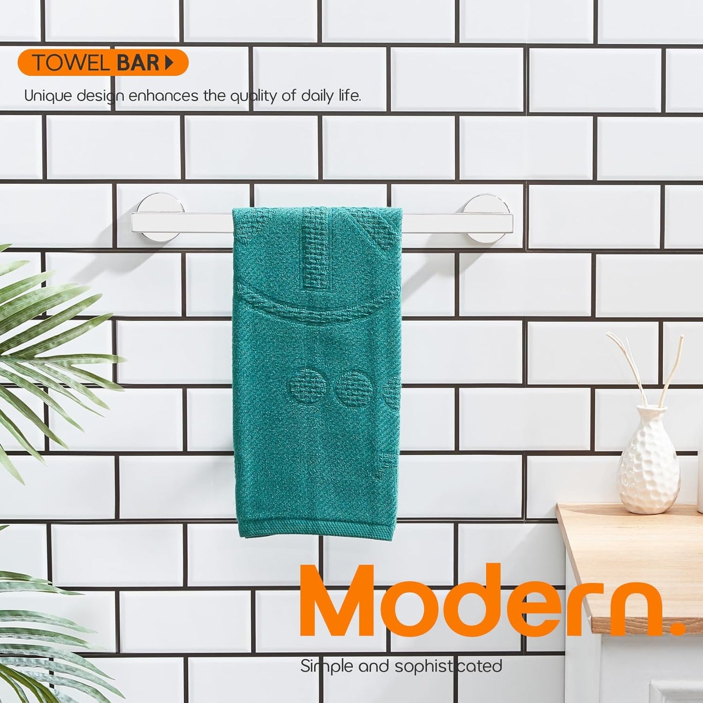 12 Inch Bathroom Towel Bar Bath Towel Rack Kitchen Towel Holder Towel Ring Wall Mounted SUS304 Stainless Steel Polished Chrome AN4001CH-L12