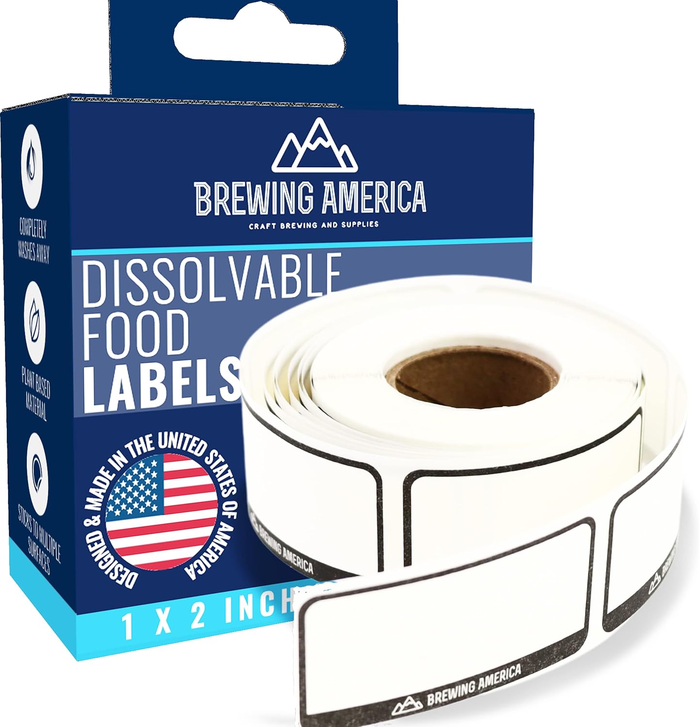 Dissolvable Food Labels for Food Containers - Made in USA - Great for Food Prep, Pantry, Canning, Freezer, Mason Jar Storage, Bottles and Rotation– No Scrubbing, No Residue - Black