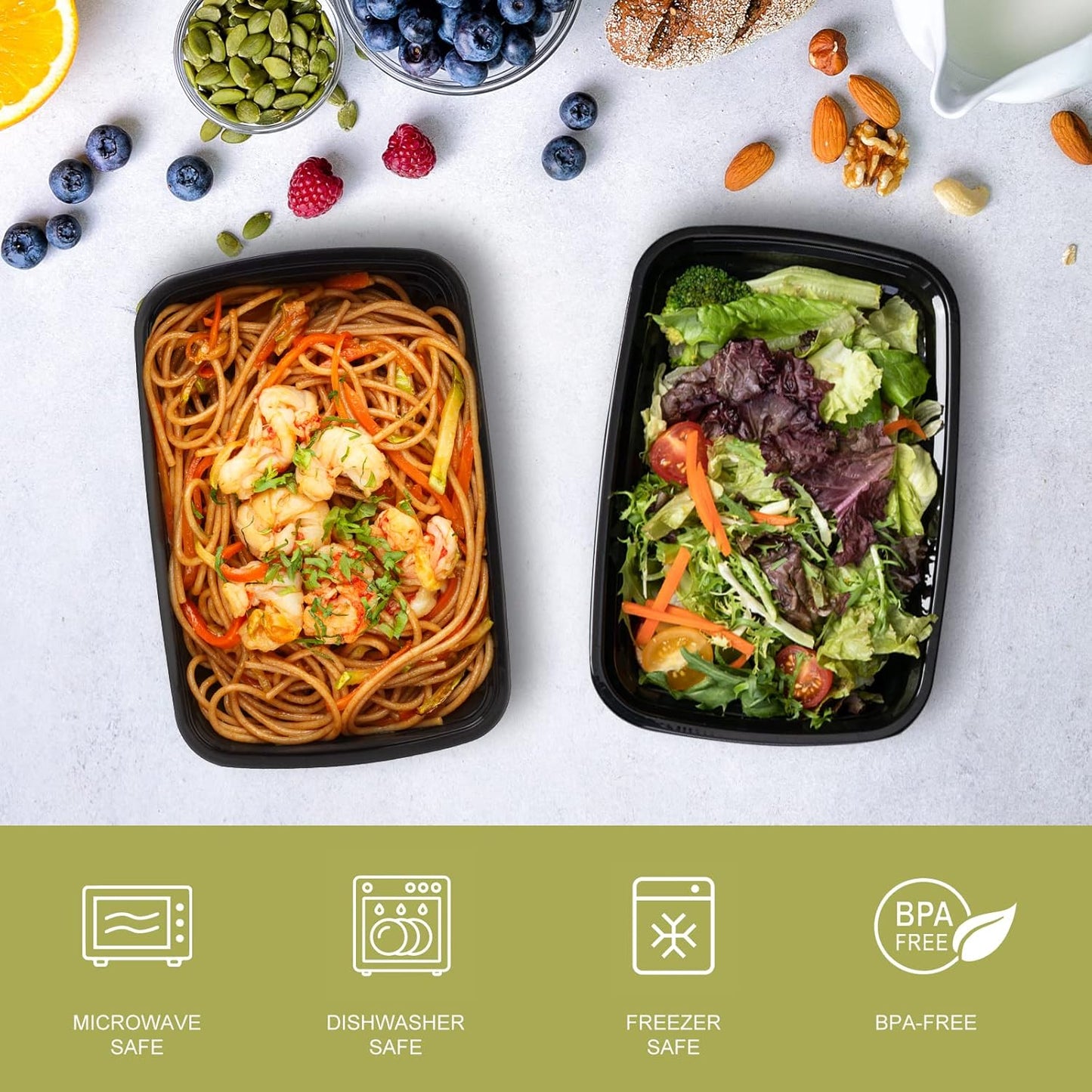 15 Pack Meal Prep Containers Reusable 24oz, Plastic Food Prep Containers, Leakproof To Go Food Containers with Lids, BPA-Free, Microwave/Dishwasher/Freezer Safe