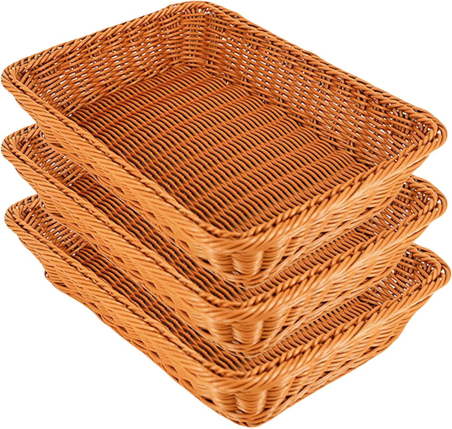14 "bread basket, fruit basket, imitation wicker hand-woven basket, used as fruit and vegetable, farmer's market display, family restaurant and bakery (2)