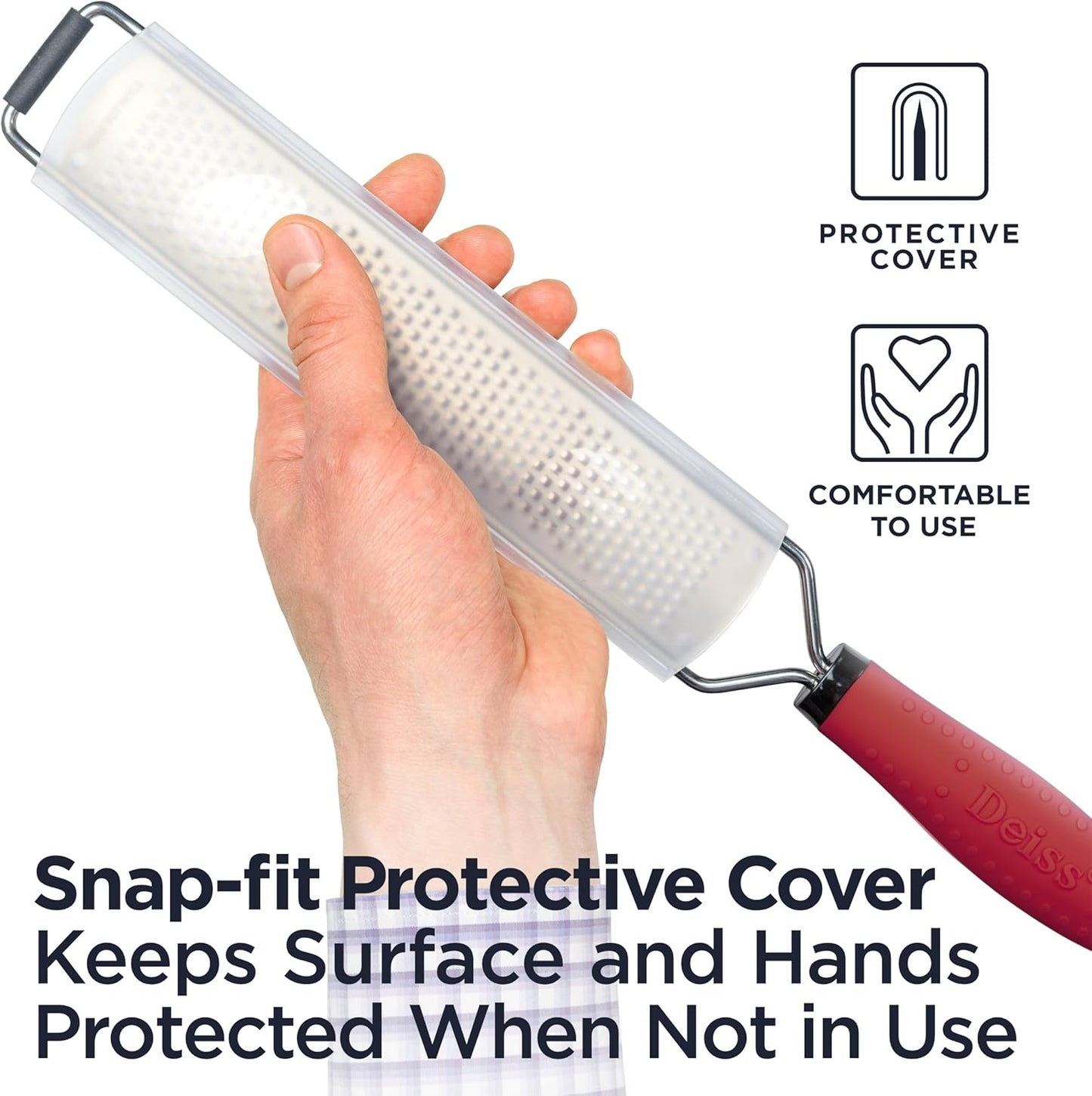 Deiss PRO Citrus Zester & Manual Cheese Grater - Parmesan, Lemon, Ginger, Garlic, Nutmeg, Chocolate - Sharp Stainless Steel Blade - Dishwasher Safe