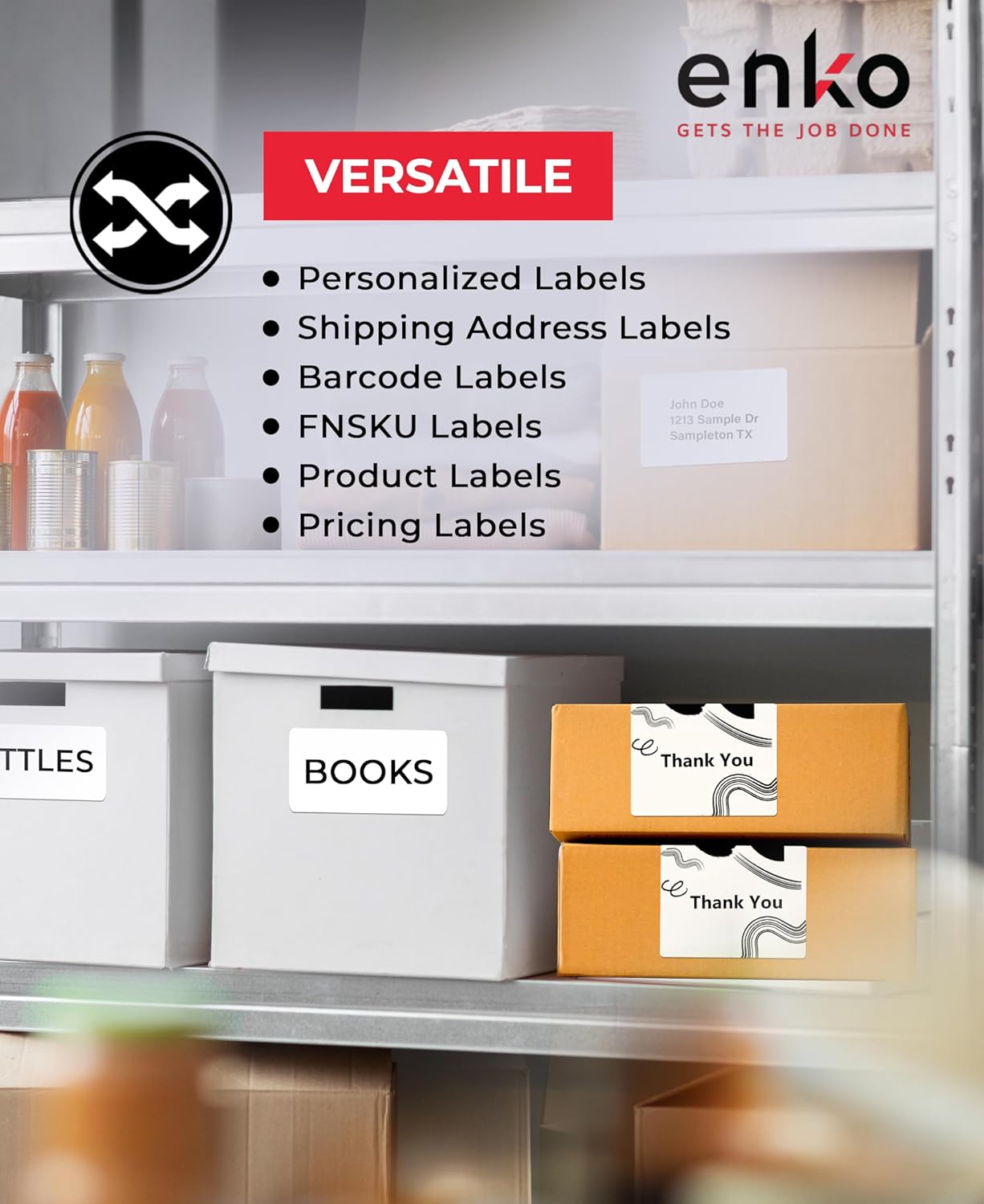 enKo 4" x 3" Labels for Zebra Desktop Printers (3 Rolls, 1,500 Labels) - Direct Thermal Address Mailing Shipping Barcode FBA Stickers FNSKU Label for Zebra and Eltron (Perforated)