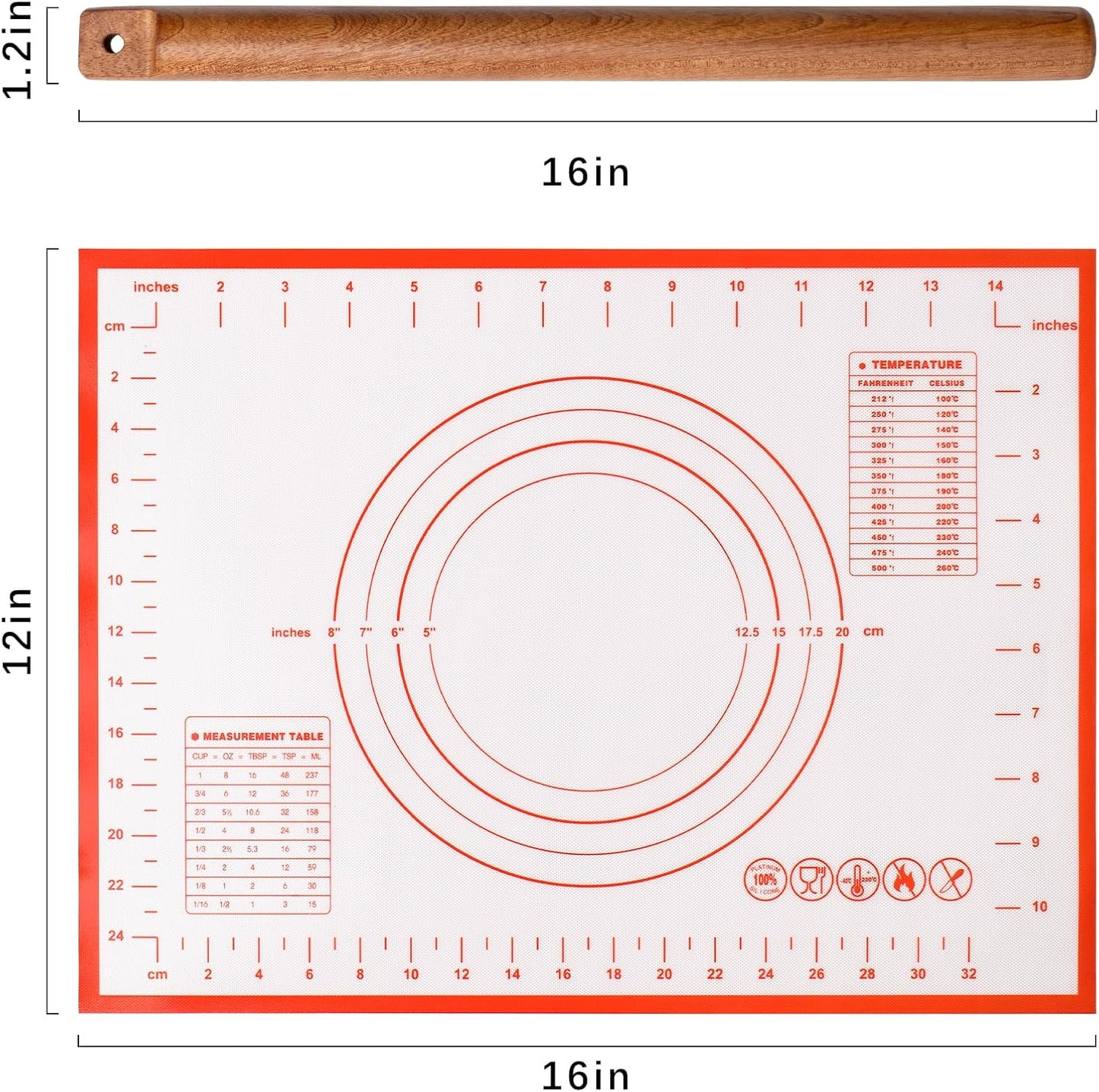 Versatile Rolling Pin for Dough - Sapele Wood Rolling Pin with Unique Hanging Hole Design - Perfect for Baking, Pies - Pastries, Elegant Wooden Rolling Pins - Your best 16 Inches French Rolling Pins