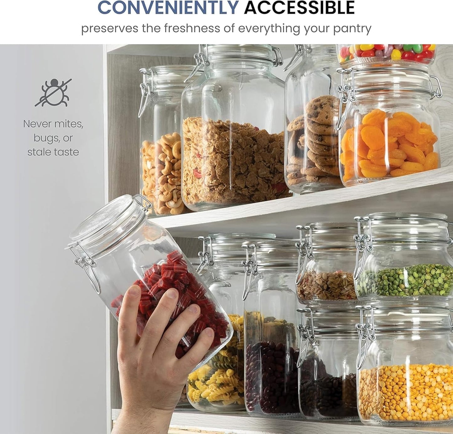 Bormioli Rocco Fido Glass Jars (17.5 Oz, 33.75 Oz & 25.25 Oz) - Airtight Storage Containers - Ideal for Pantry Storage, Gifting, Canning & Kitchen Organization, Made in Italy (Set of 3)