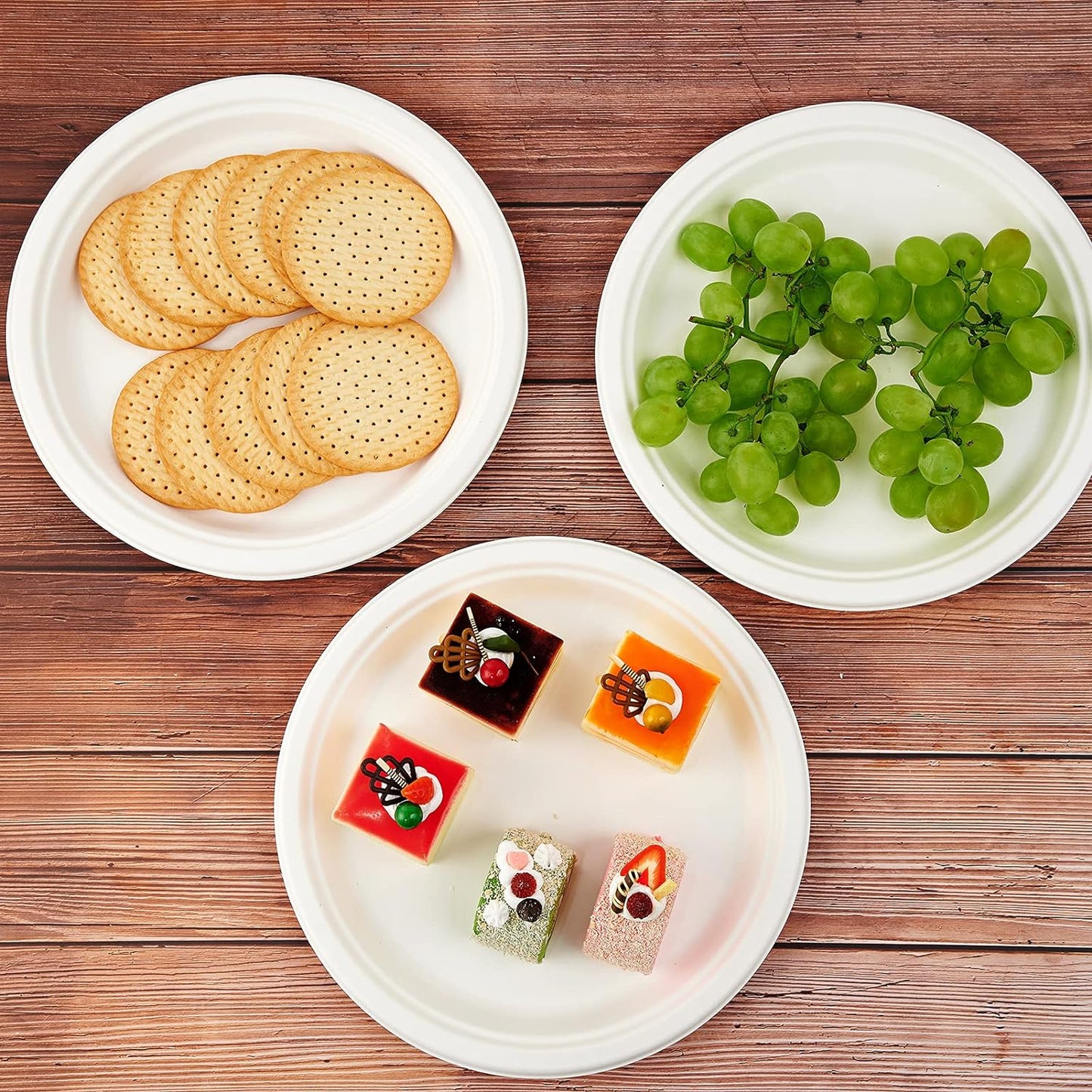 Vplus 150 Pack Compostable Disposable Paper Plates 10.25 inch Super Strong Paper Plates 100% Bagasse Natural Biodegradable Eco-Friendly Sugarcane(white)